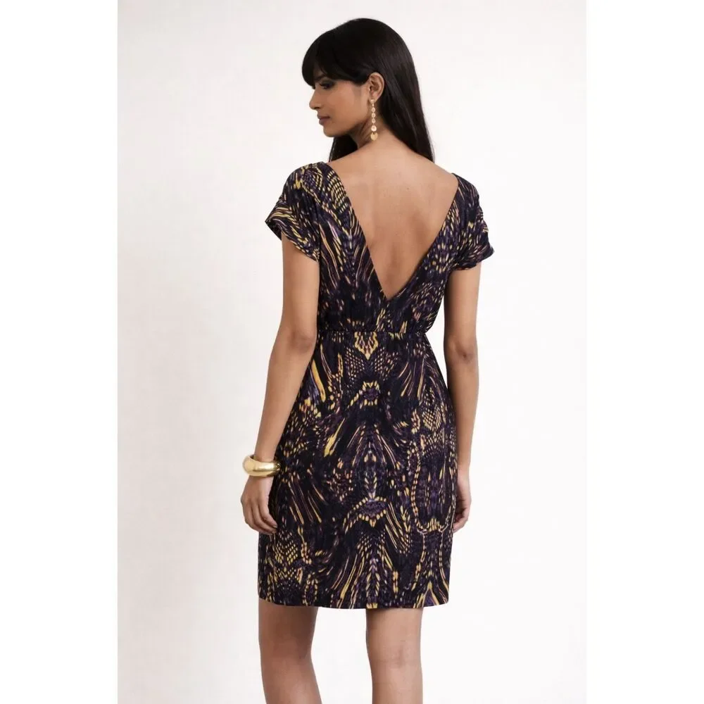 Cynthia Steffe 100% Silk Cap Sleeve Dress in Abstract Butterfly Print